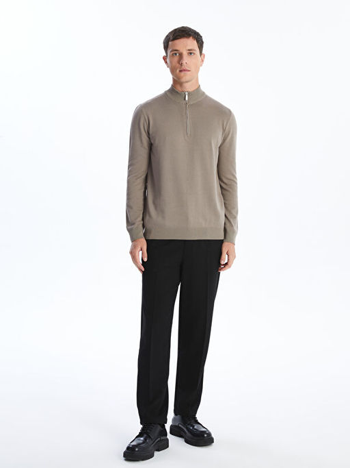 Dik Yaka Uzun Kollu Erkek Triko Kazak