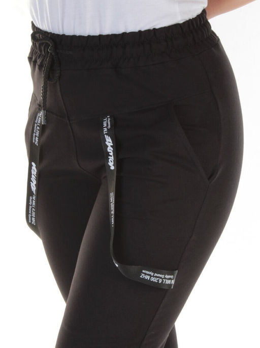 QB-81 BLACK Брюки спортивные женские (95% хлопок, 5% стрейч) P&S