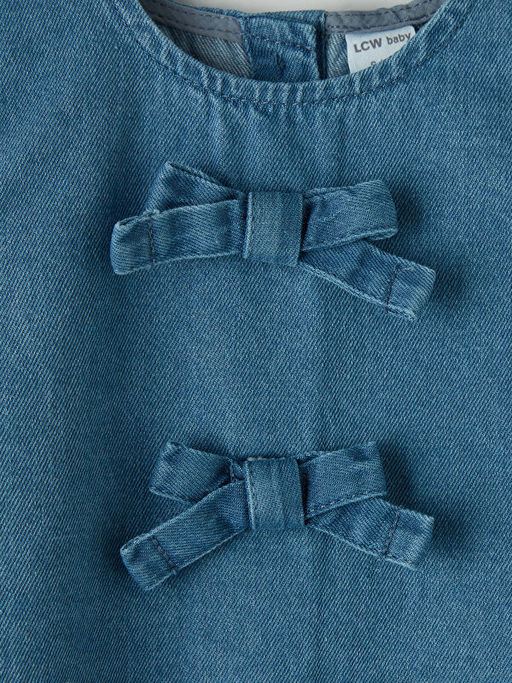 Fiyonklu K?z Bebek Jean Elbise