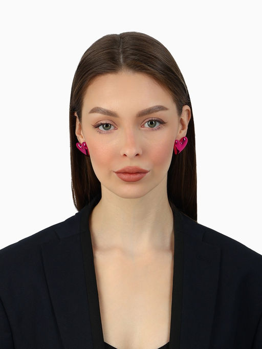 Серьги металл «Сердце» с изгибом, цвет розовый