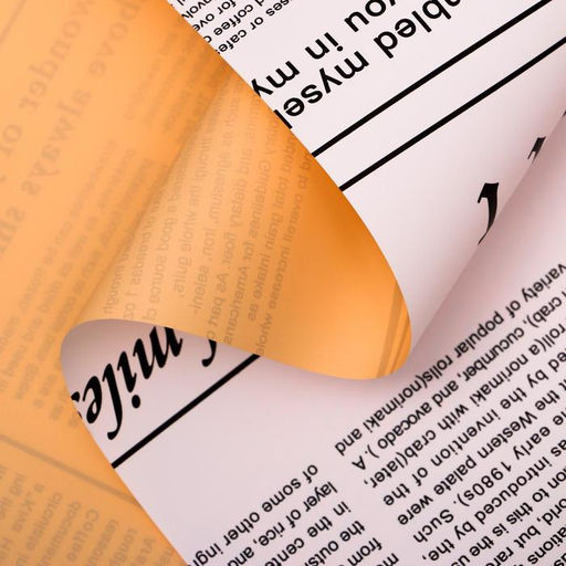 Плёнка матовая двухсторонняя "Газета на белом" персиковый, 0,58 х 10 м