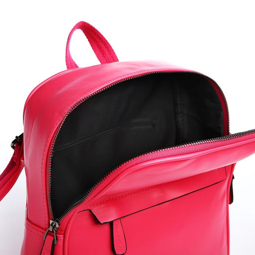 Рюкзак женский из искусственной кожи на молнии, 2 кармана, цвет фуксия - Simaland фото 4