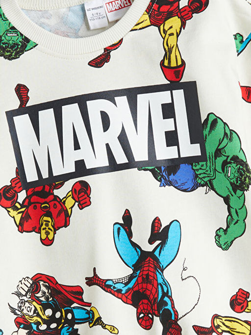 Bisiklet Yaka Marvel Bask?l? Erkek ?ocuk Sweatshirt ve E?ofman Alt?