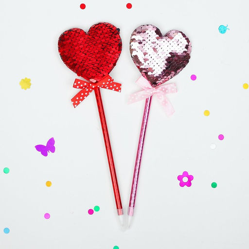 Цена за 12 шт. Ручка Сердечки, с пайетками, синие чернила, МИКС - Simaland фото 5