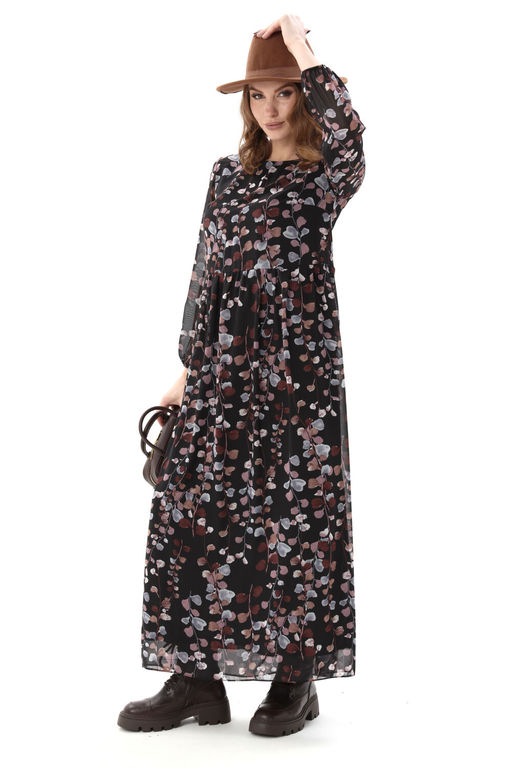 Платье NIKVA н801-7 листья мультиколор  фото 5