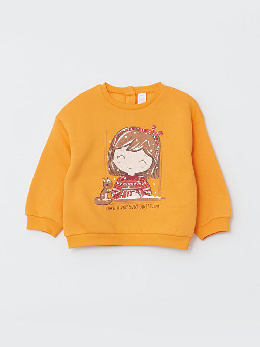 Bisiklet Yaka Uzun Kollu Bask?l? K?z Bebek Sweatshirt 2li - Waikiki фото 2