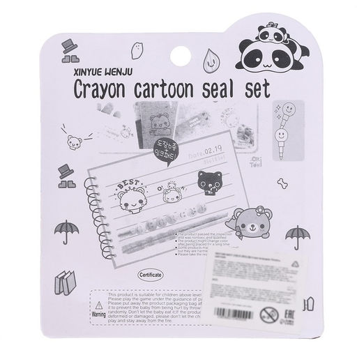 Набор для рисования: печать 3 шт., штемпельная подушка, карандаш 7 цветов, цвет голубой - Simaland фото 9