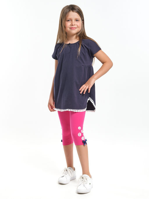 Комплект для девочки детский сад с лосинами UD 1358/4003 т.синий/малиновый - Mini maxi фото 5