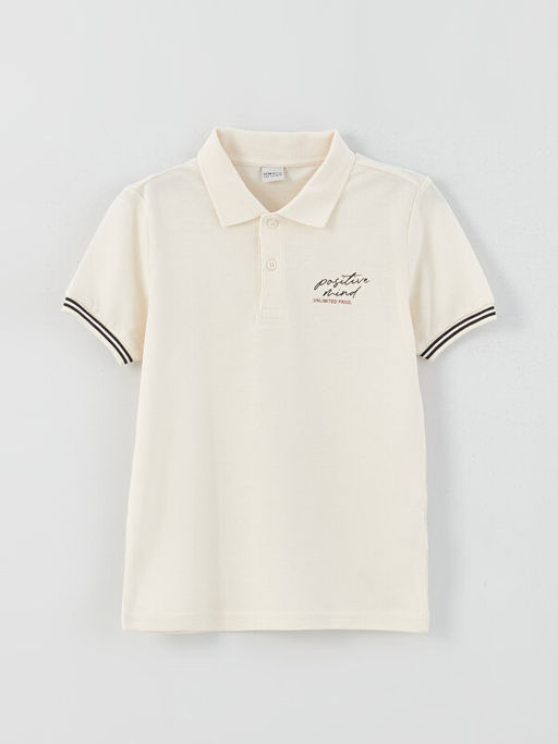 Polo Yaka Bask?l? K?sa Kollu Erkek ?ocuk Ti??rt