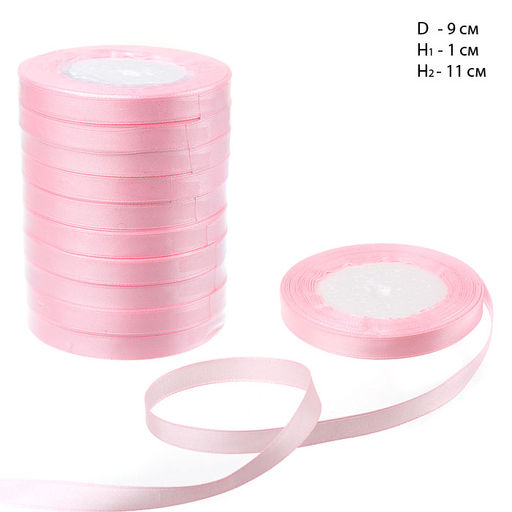 Лента атласная декоративная 10 штук набор 25ярд х 1см / 004 /уп 80/розовая - Галеонтрейд фото 4