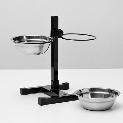Подставка с мисками, 2500 мл, высота 30 см, разборная, чёрная - Пижон фото 5