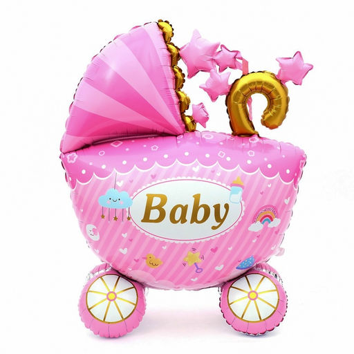 Воздушный шар фольгированный 41" «Коляска для девочки 3D», под воздух