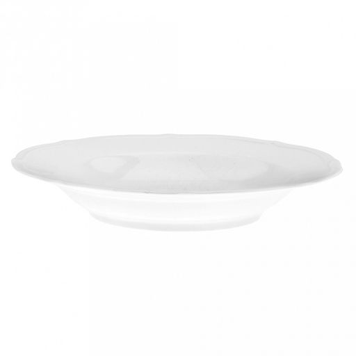 "Совершенство" Тарелка глубокая фарфоровая д204мм h33мм, 380мл, белый, рельефный декор, волнистый край (Китай)