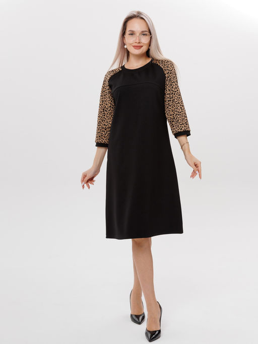 Платье женское П-182 (нейлон г/к/жаккард принт) Серая - Elenatex фото 8