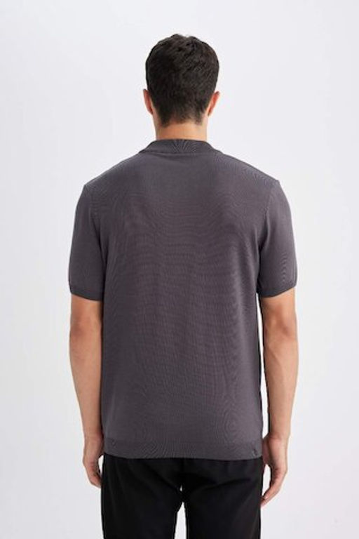 Трикотажная футболка стандартного кроя с круглым вырезом - Defacto фото 6