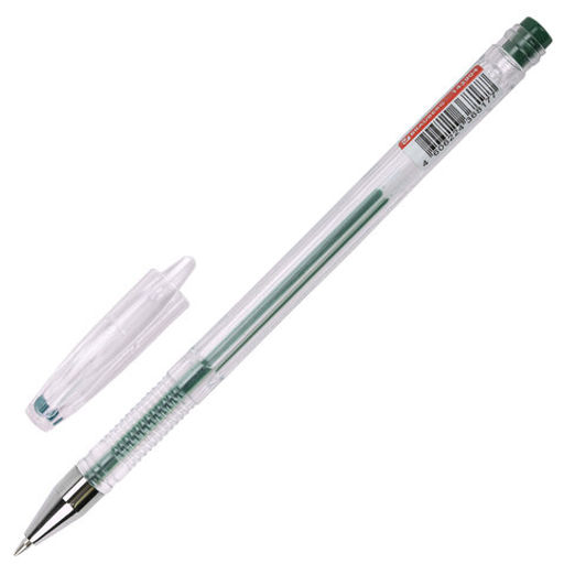 Цена за 3шт. Ручка гелевая BRAUBERG "EXTRA", ЗЕЛЕНАЯ, корпус прозрачный, узел 0,5 мм, линия 0,35 мм, 143904