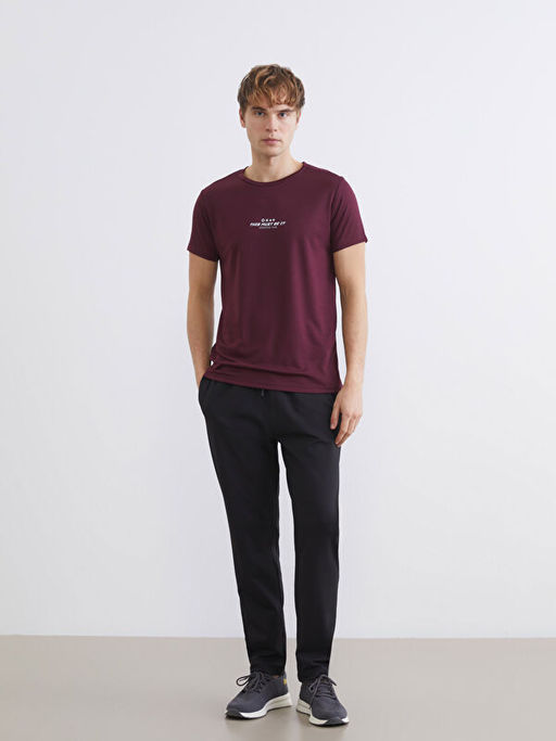 Bisiklet Yaka Bask?l? Erkek Spor Ti??rt