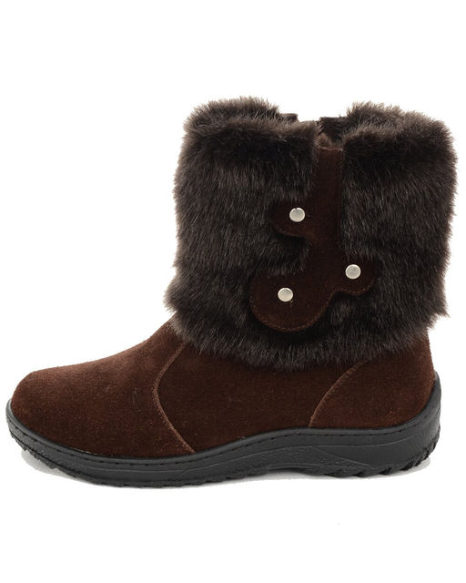 Унты женские на литой подошве. Коричн., Мех "норка" коричн. Короткие. Молния