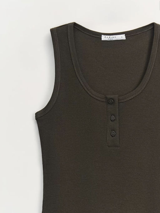 Топ в рубчик на пуговицах / Zarina фото 3