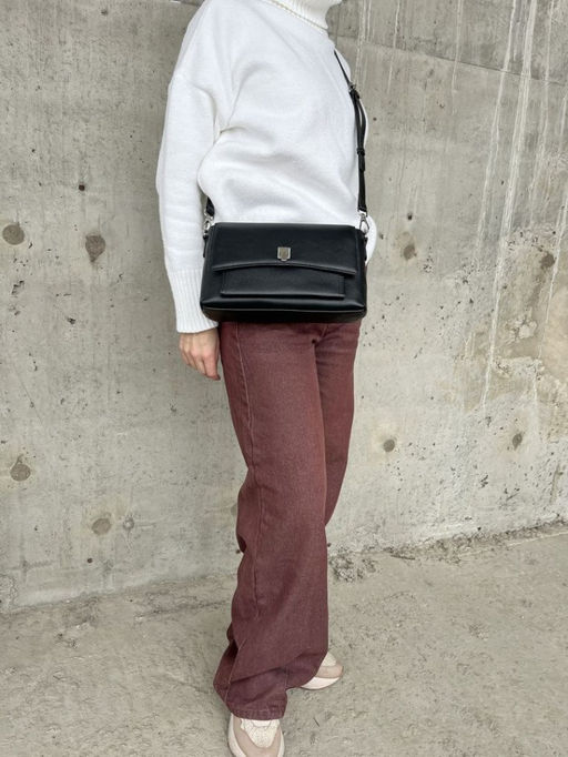 Женская кожаная сумка через плечо 8219 Блек - Sergio valentini фото 7