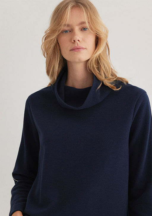 Bogazl? Kol Detayl? Lacivert Tisort - Mavi фото 4