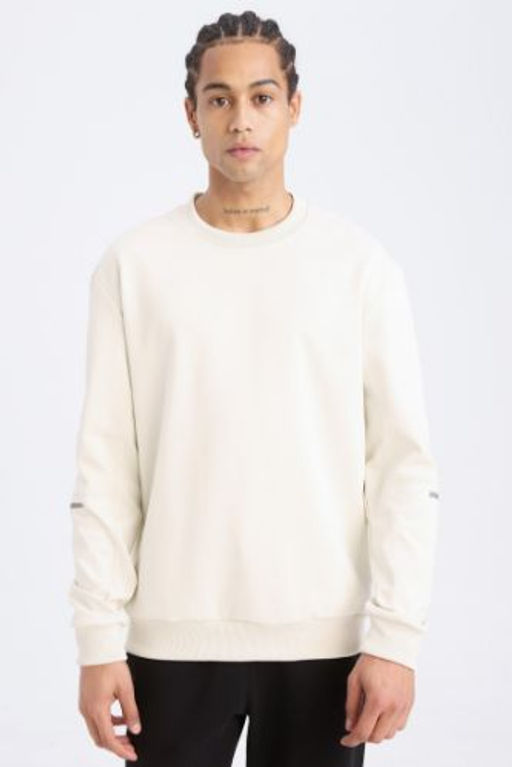 DeFactoFit Standart Fit Bisiklet Yaka Basic Duz Sporcu Sweatshirt