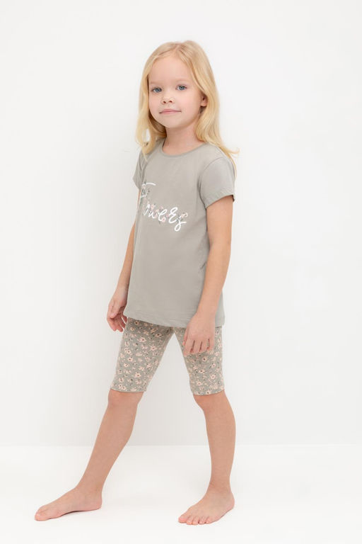 К 1647/пыльно-оливковый,полевые цветы пижама для дев