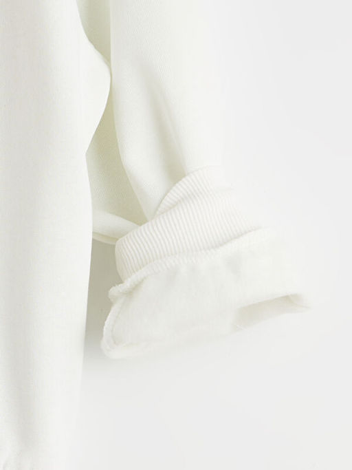 Bisiklet Yaka Stitch ve Angel Bask?l? K?z ?ocuk Sweatshirt