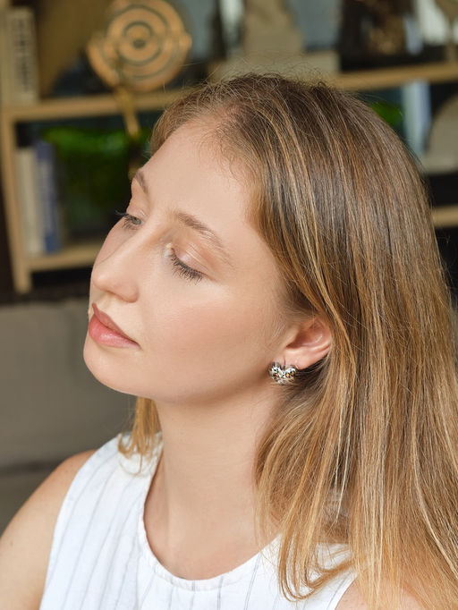 Серьги QF «Леопардовое сердце», набор 3 пары, крупное, цветной в серебре