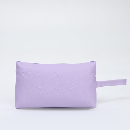 Косметичка-пенал на молнии, плоская, с карманом, сиреневая - Simaland фото 2