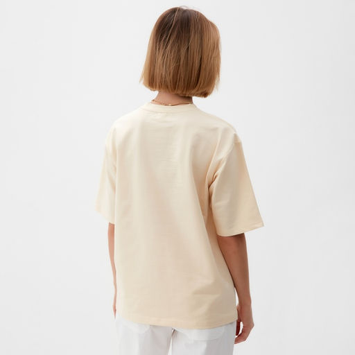 Футболка оверсайз с нашивкой женская MINAKU: One Most Brand, молочная, размер 42