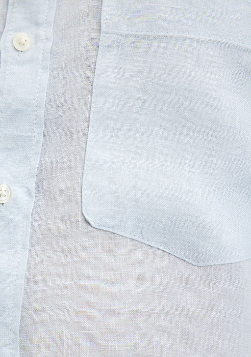 Keten Kar?s?ml? Mavi Gomlek  фото 6