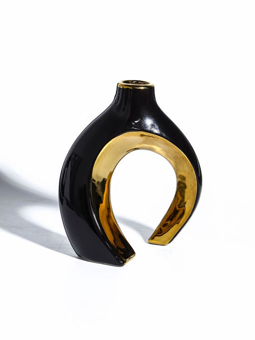 Ваза для цветов «Лари», набор 2 шт., 22×20 см, d=4 см, керамика, чёрная