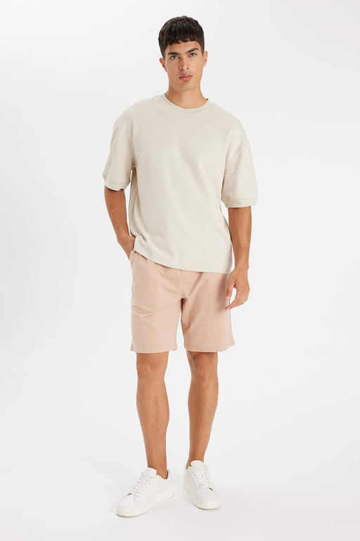 Regular Fit Cepli Basic Duz Bermuda Sort - Defacto фото 4