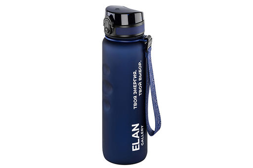 Бутылка для воды 1000 мл 7,8*7,8*28,5 см "Style Matte" с углубл д/пальцев, темно-синяя, мотивацион.