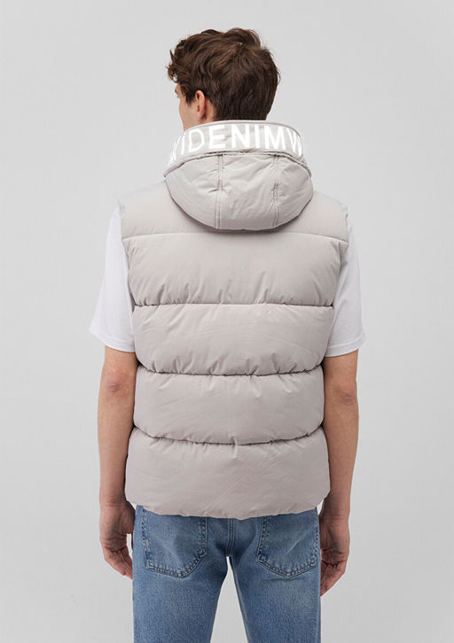 Kapusonlu Ac?k Gri Sisme Yelek - Mavi фото 7