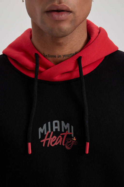 DeFactoFit NBA Miami Heat толстая толстовка с капюшоном обычного кроя  фото 8