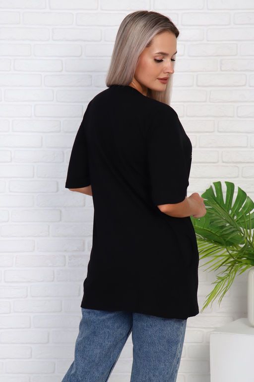 Футболка удлиненная с рисунком листья пальмы, Арт. 786