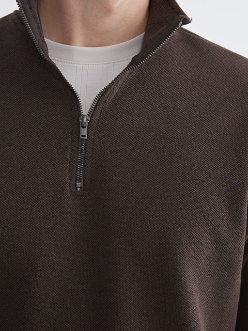 Fermuarl? Dik Yaka Erkek Sweatshirt
