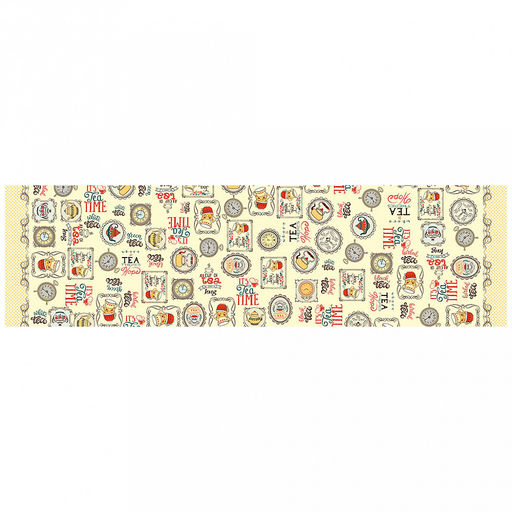 Скатерть-дорожка на стол 145х50см "Чаепитие", рогожка (хлопок 100%) 171г/м2, упаковка классическая, пакет ПВХ 28х41см, "Домашняя мода" (Россия)