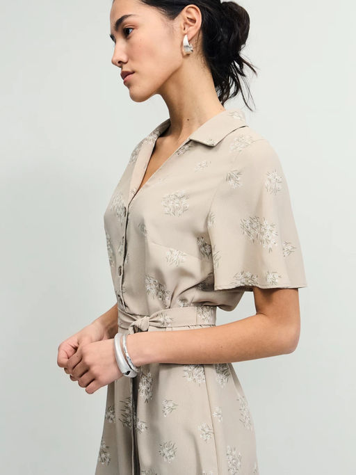 Платье с поясом и цветочным принтом / Zarina  фото 2