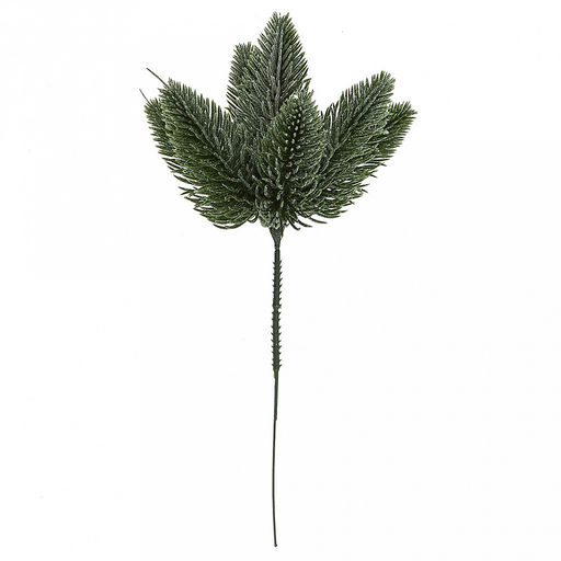 Декоративная ветка "Елка букет" 24см, малая, 7 веток, пластик, перламутр блест., набор 2шт (Россия)