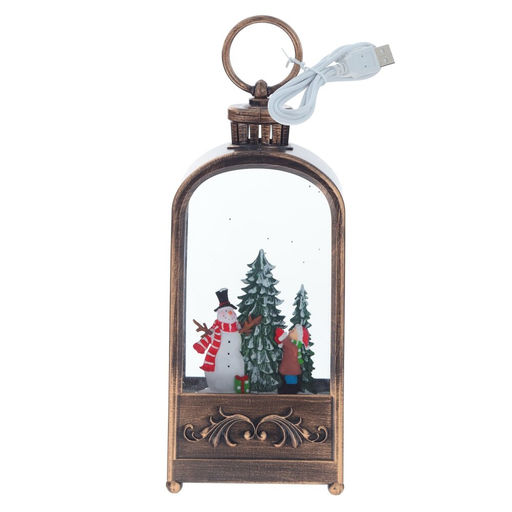 Изделие декоративное "Фонарь" (подсвет, муз, вьюга, 3хААА н/п +USB), L10 W6 H27 см
