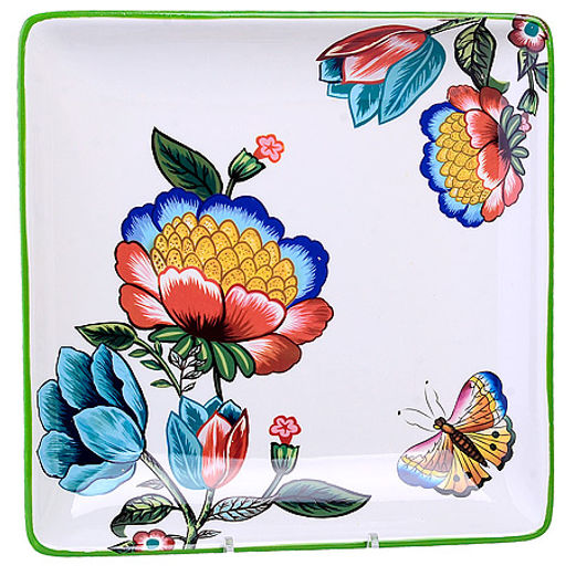 30802 Блюдо квадратное 22х22см Летний букет доломит LR (х36)