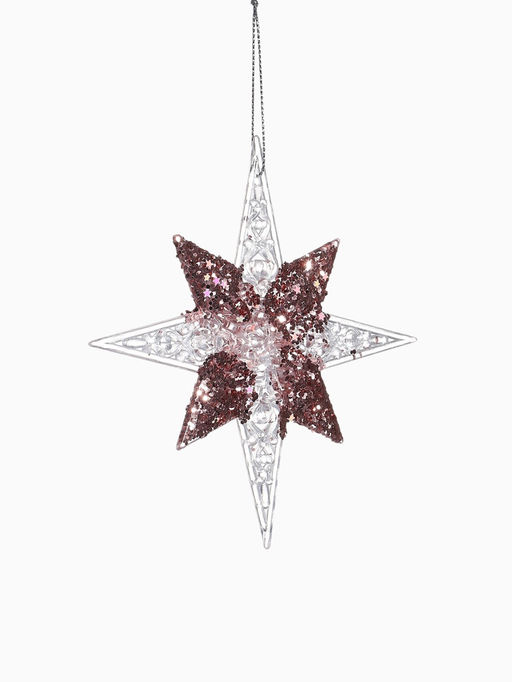 Цена за 3 шт. Ёлочная игрушка Зимнее волшебство. Звезда сияние серединка блеск, 1212 см, прозрачно-розовый фото 11