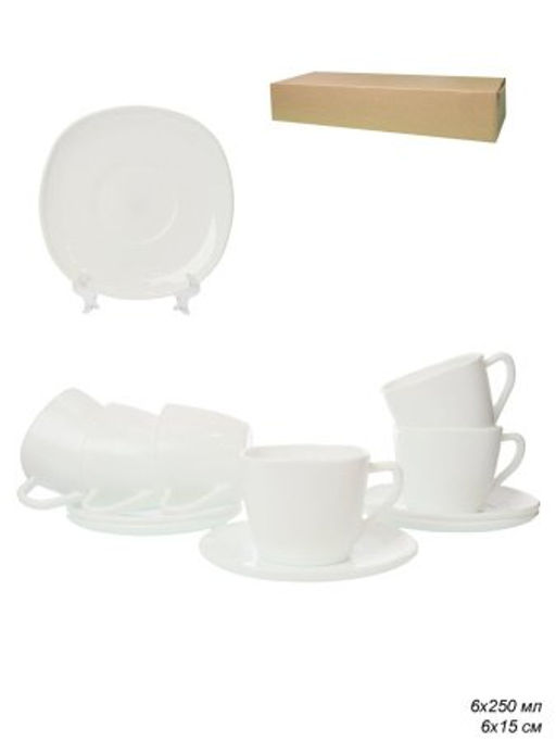 Чайный набор 12 предметов 250 мл белый квадратная форма А / FXB220/FBD220-6A (WHITE ) /уп.8/ картон - Галеонтрейд фото 10