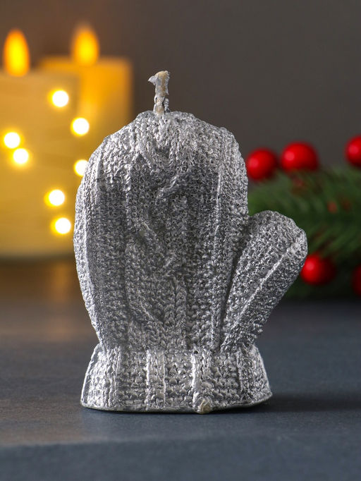 Свеча декоративная Варежка, лак серебро - Simaland фото 3