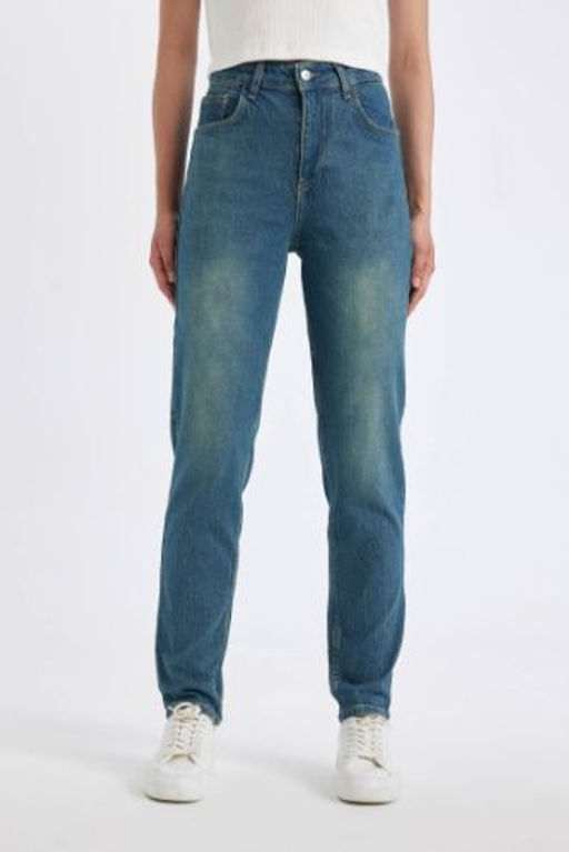 Comfort Mom Yuksek Bel Uzun Jean Y?kamal? Pantolon