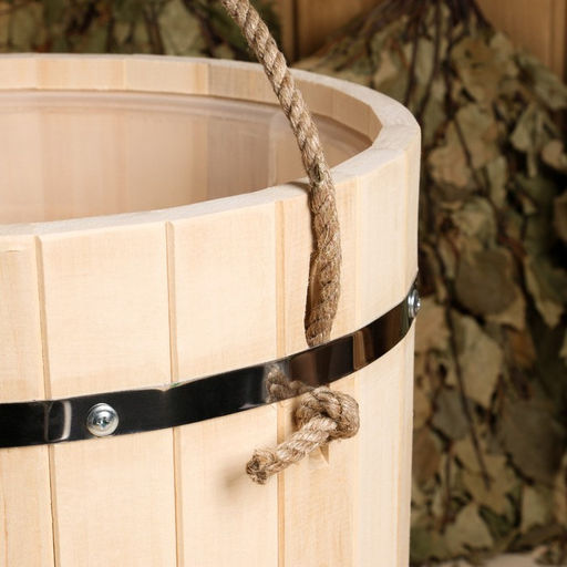 Ведро - запарник для бани и сауны, 18 л, липа, пластиковая вставка, ручка - верёвка, «Добропаровъ»