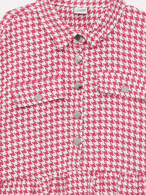 G?mlek Yaka Kazaya?? Desenli Uzun Kollu K?z ?ocuk Elbise